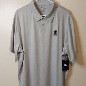 Champion Men’s Light Gray Polo with Red & Black Patch Ga Bulldogs